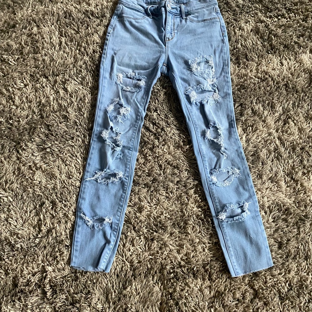 Old Navy Blue Distressed Jeans Relaxed Fit